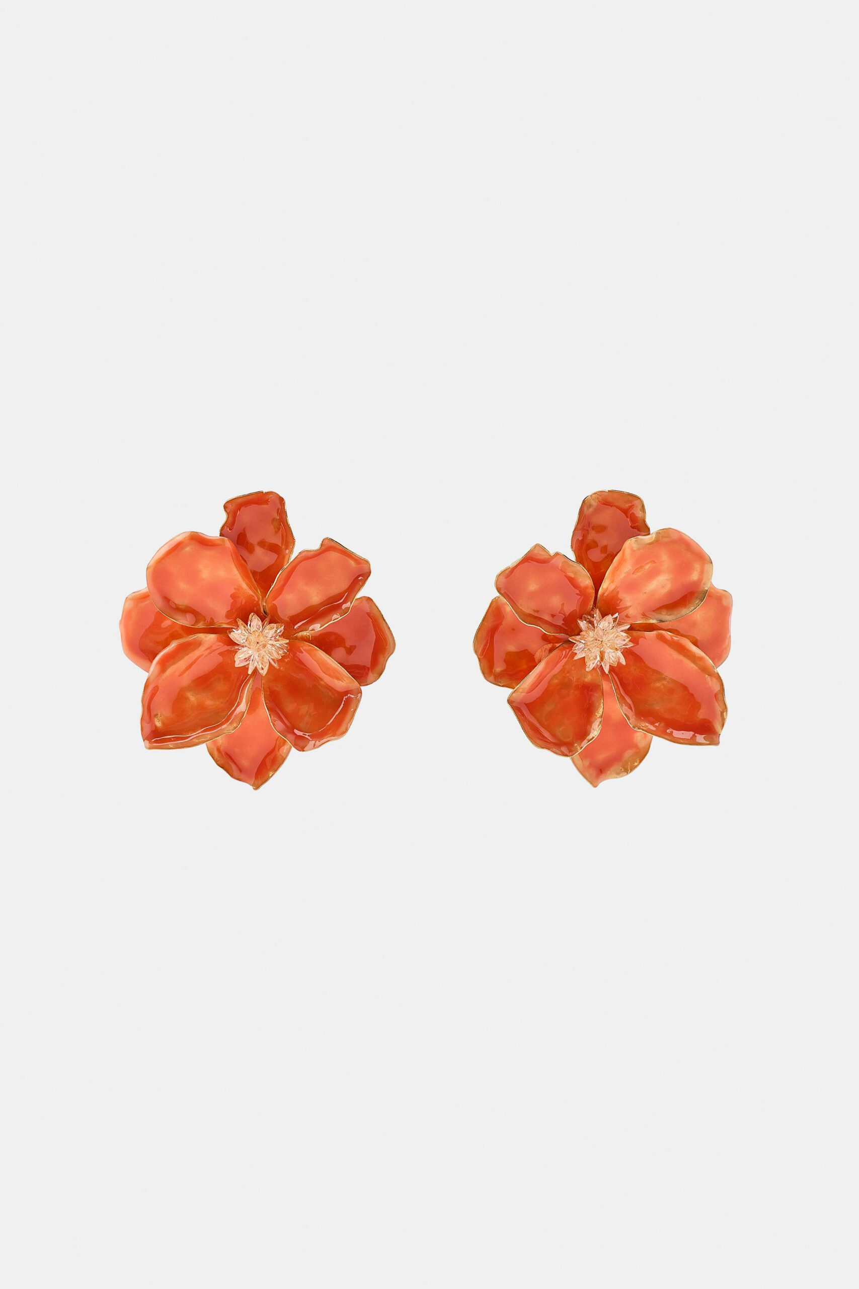 Enameled Metal Flower Earrings